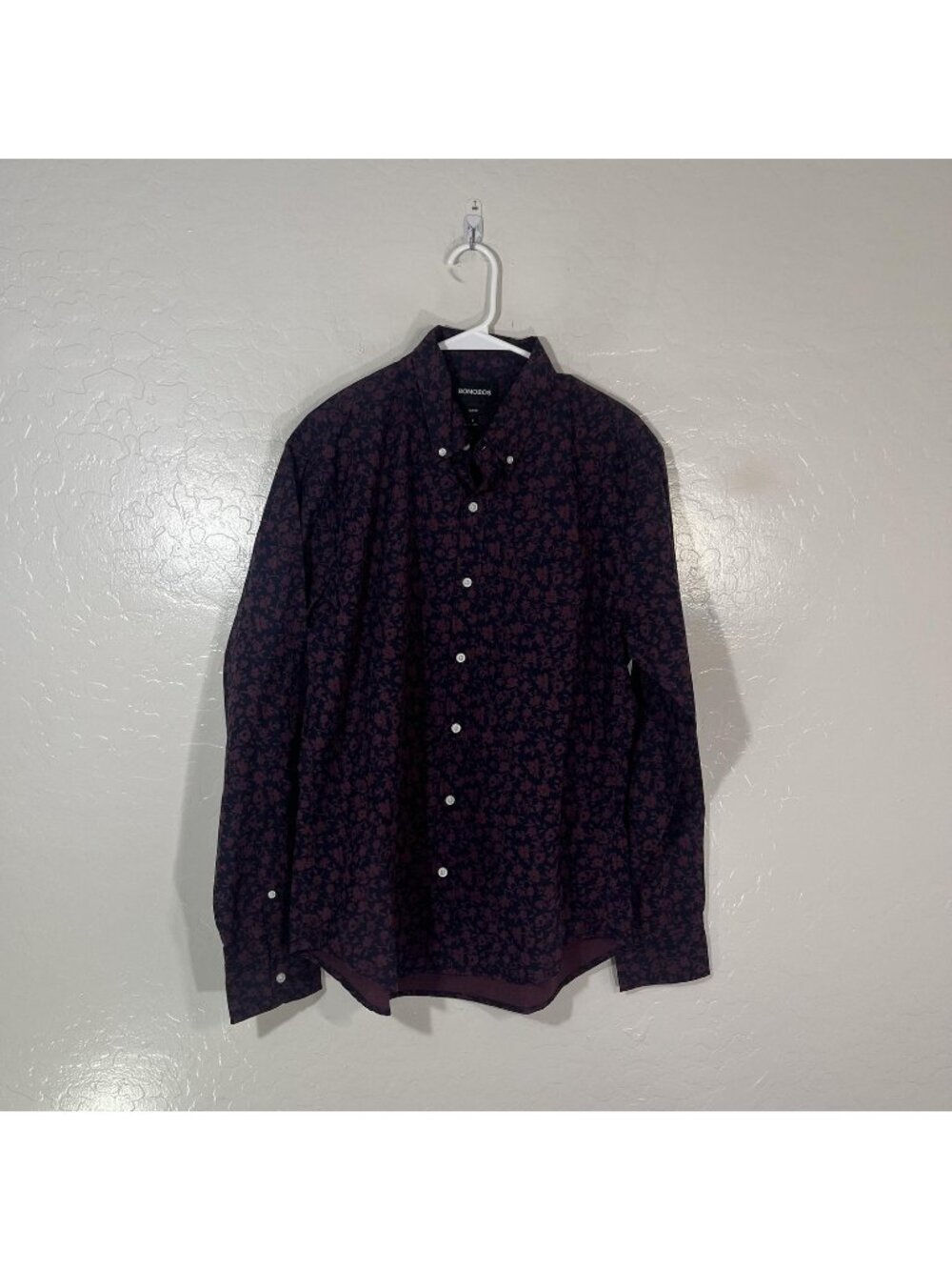 Bonobos Shirt Mens Large Blue Floral Long Sleeve Button Up Slim Fit Cotton